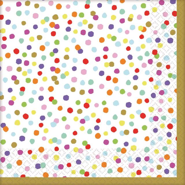 Rainbow Confetti Beverage Napkins, 36-pk Front_Flat