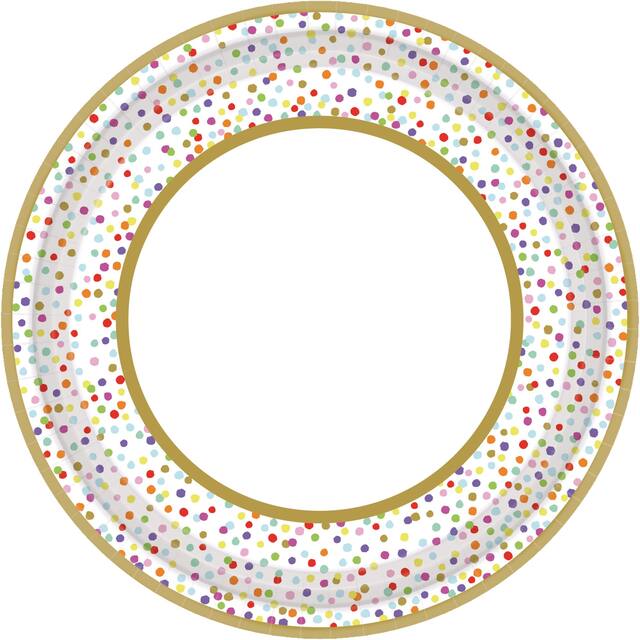Rainbow Confetti Dinner Plates, 18-pk Overhead_Flat