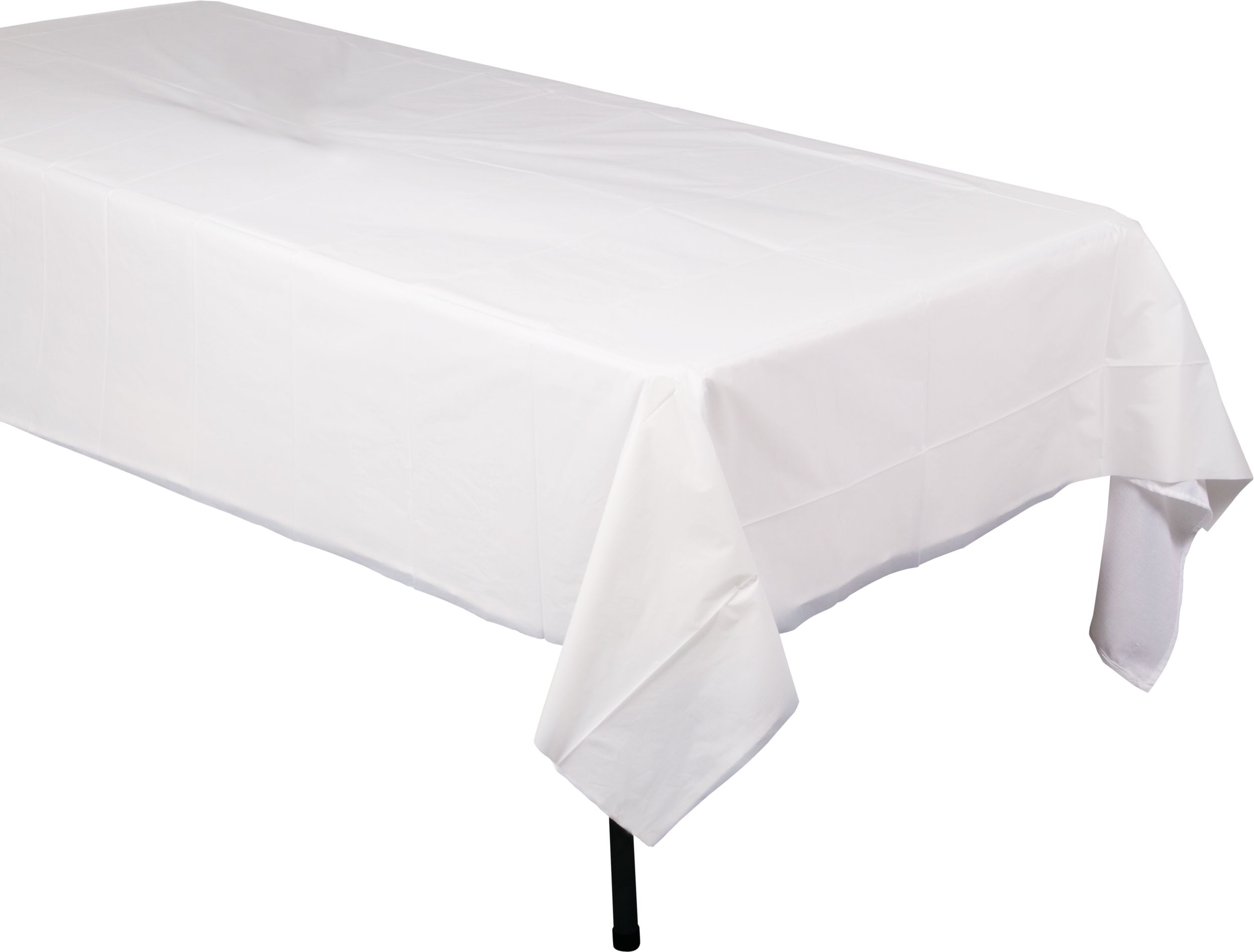 Reusable Plastic Table Cover for Birthday, Party, Anniversary, White, 54 x 108-in CloseUp