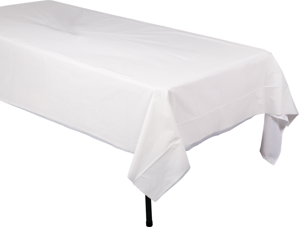 Reusable Plastic Table Cover for Birthday, Party, Anniversary, White
