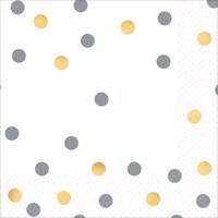Serviettes à boisson de qualité supérieure Confetti doré et argenté métallique, paq. 16 Front_Flat