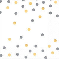 Confetti Premium Lunch Napkins, Metallic Gold/Silver, 16-pk Front_Flat