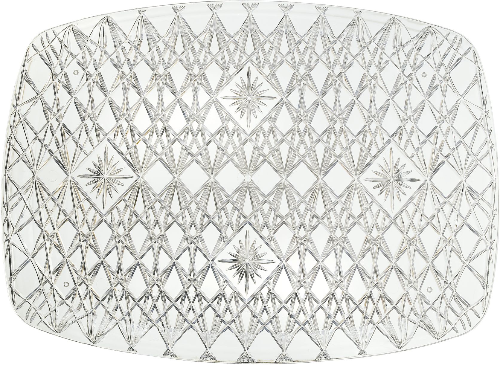 CLEAR Plastic Crystal Cut Rectangular Platter Front_Flat