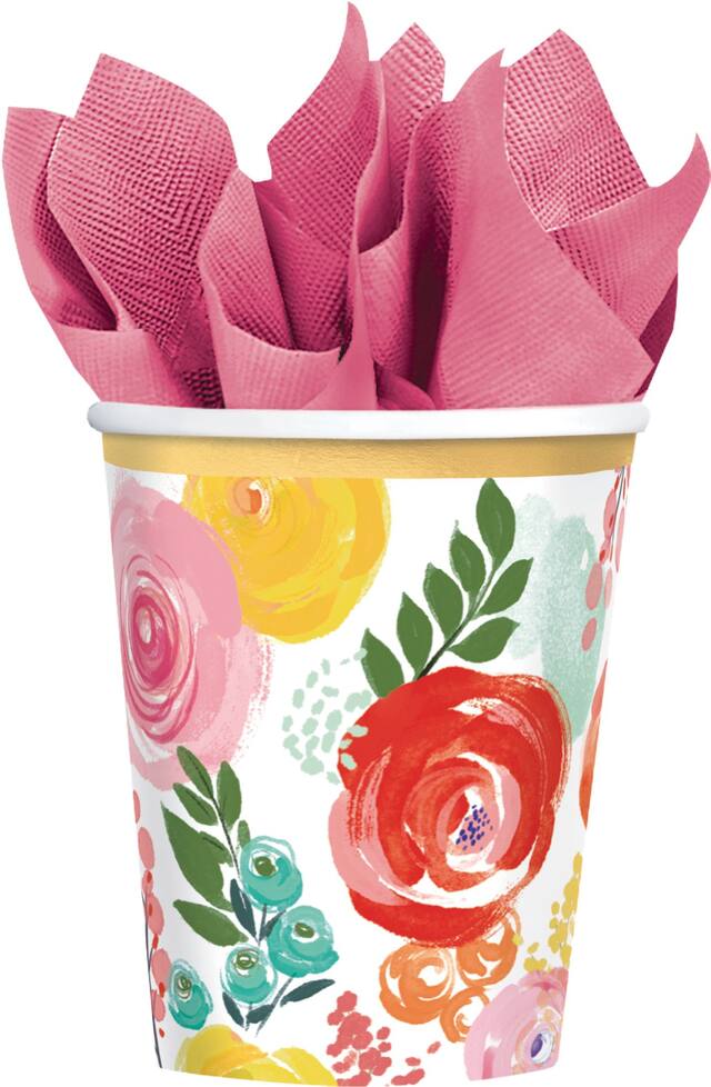 Bright Floral Cups, 8-pk Front_Flat