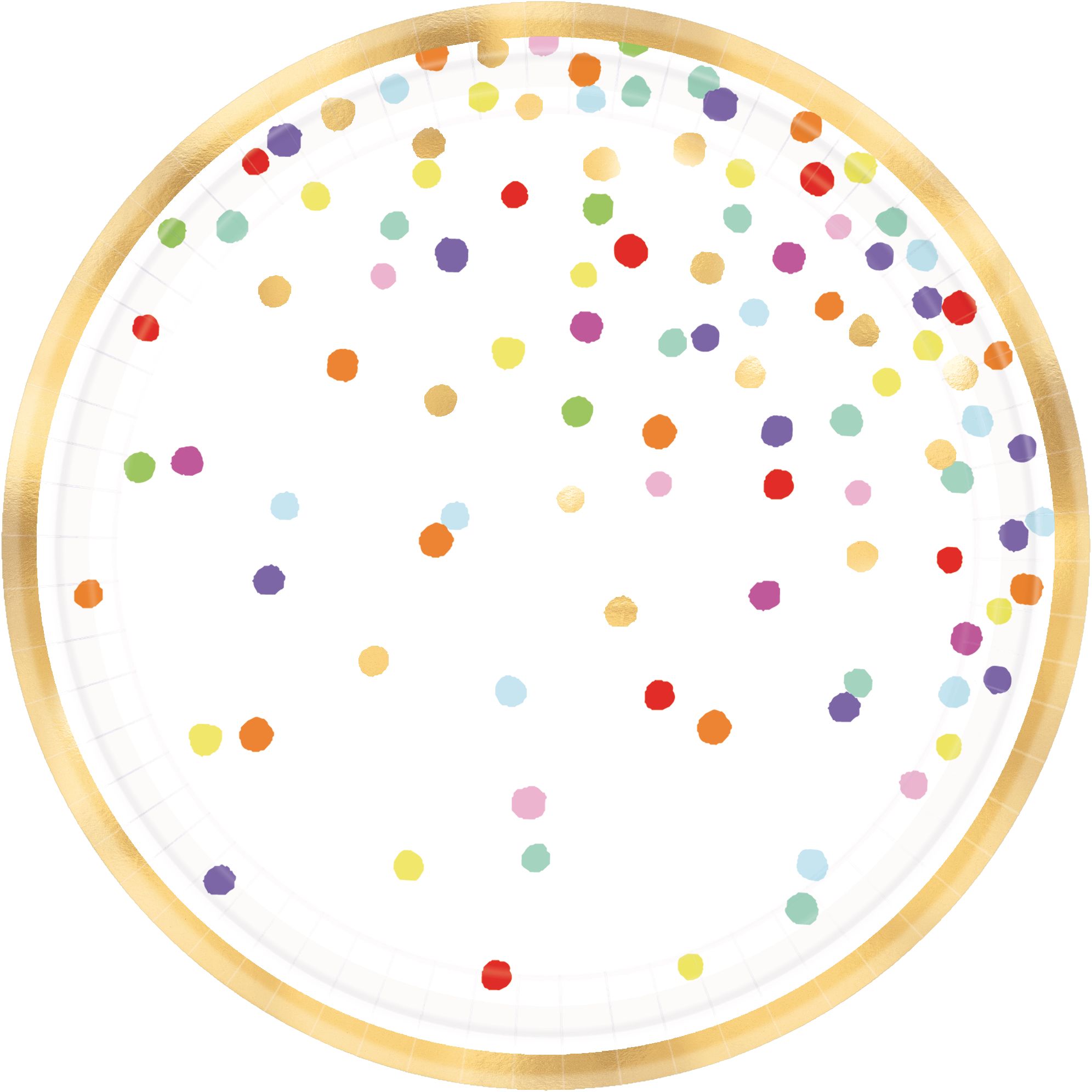 Assiettes à hors-d'oeuvre, confettis multicolores, paq. 36 Overhead_Flat