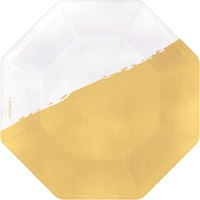 Dessert Plates, Metallic Gold/White, 36-pk Overhead_Flat