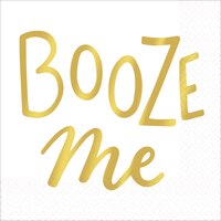 Metallic Gold Booze Me Beverage Napkins, 16-pk Front_Flat