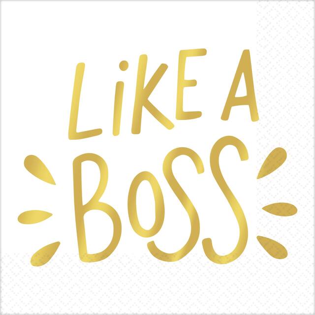 Metallic Gold Like A Boss Beverage Napkins, 16-pk Front_Flat