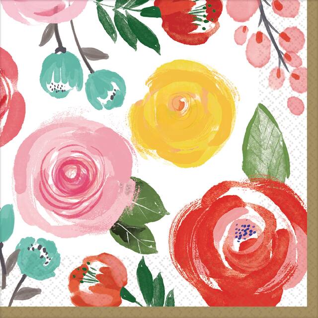 Bright Floral Beverage Napkins, 16-pk Front_Flat