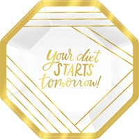 Metallic Gold Diet Dessert Plates, 8-pk Overhead_Flat