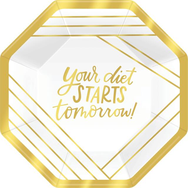 Metallic Gold Diet Dessert Plates, 8-pk Overhead_Flat