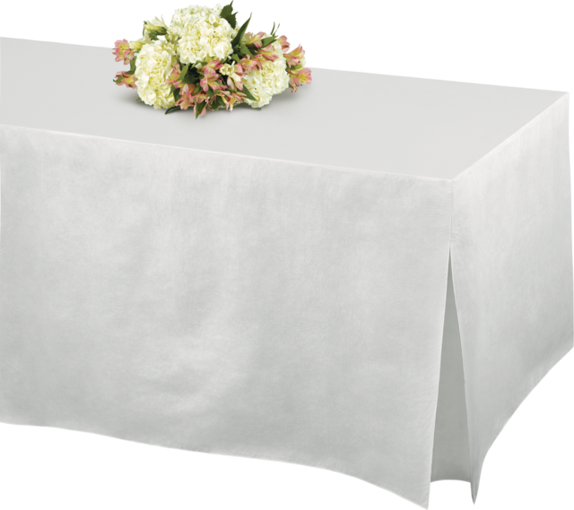 White FlannelBacked Vinyl Fitted Table Cover Party City