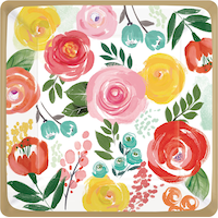 Bright Floral Square Dinner Plates, Birthday, Showers, Easter, More 10 1/2-in, 8-pk Overhead_Flat