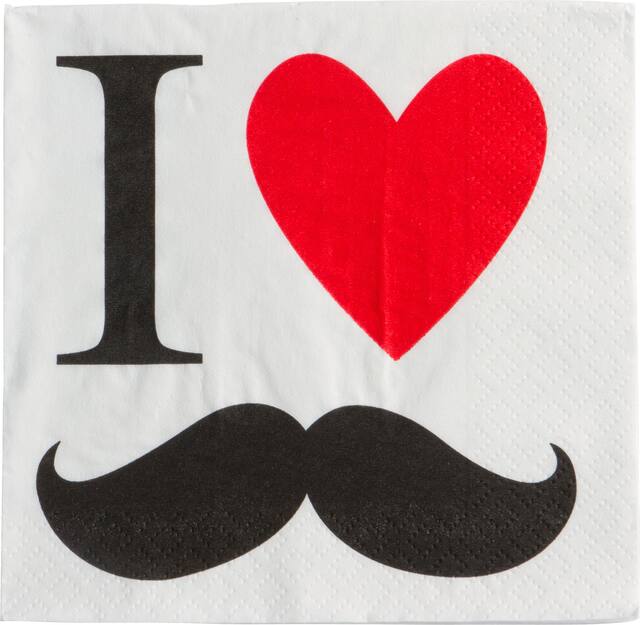 Mustache Beverage Napkin Front_Flat