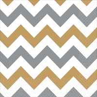 Chevron Napkins, Gold/Silver, 16-pk Front_Flat