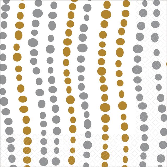 Metallic Silver & Gold Wavy Dots Beverage Napkins, 16-pk Front_Flat