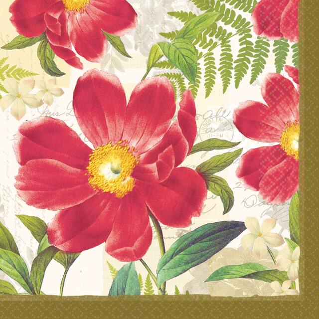Botanical Peony Beverage Napkins, 16-pk Front_Flat