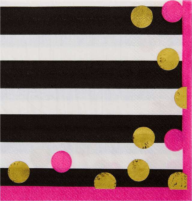 Pink & Gold Confetti Beverage Napkins, 16-pk Back_Flat