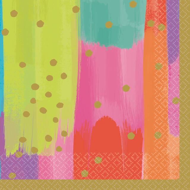 Serviettes de table à 2&nbsp;épaisseurs coup de pinceau éclatant, paq. 16 Front_Flat