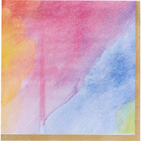Serviettes à boisson, arc-en-ciel à l'aquarelle, paq. 16 Overhead_Flat