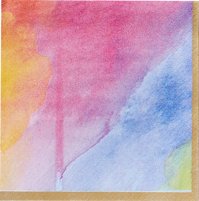 Serviettes à boisson, arc-en-ciel à l'aquarelle, paq. 16 Overhead_Flat