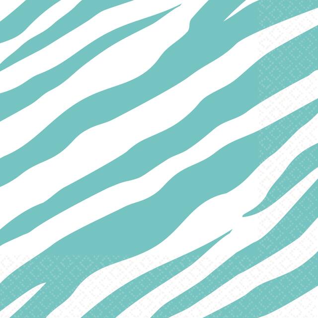 Robin's Egg Zebra Beverage Napkins Front_Flat
