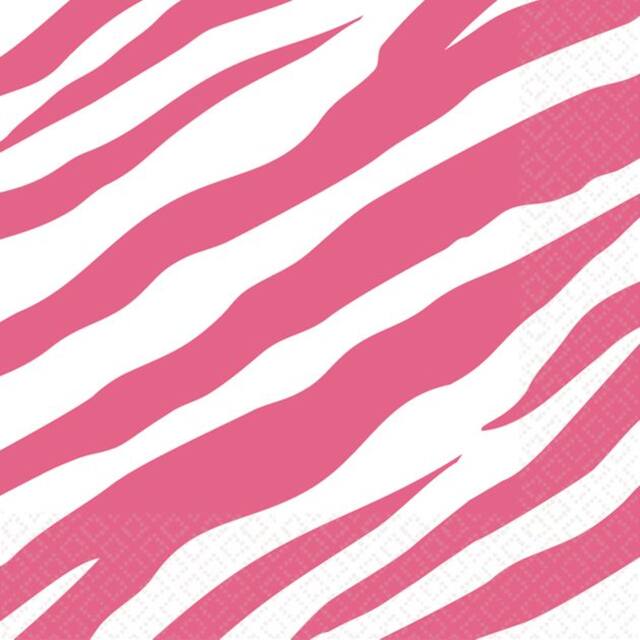 Bright Pink Zebra Print Beverage Napkins Front_Flat