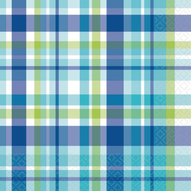 Carbon Plaid Beverage Napkins Front_Flat