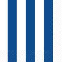 Bright Royal Blue Striped Beverage Napkins Front_Flat