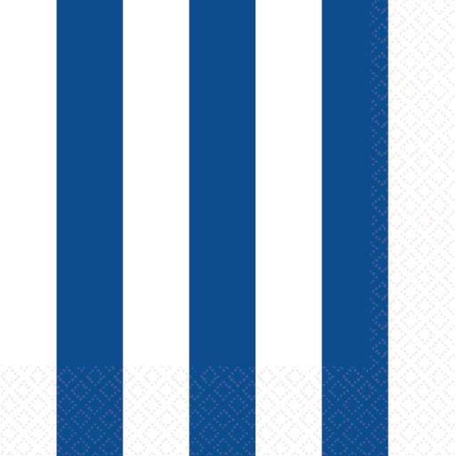 Serviettes pour boissons à rayures, bleu royal éclatant Front_Flat