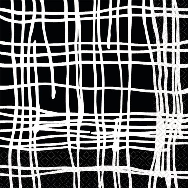 Serviettes pour boissons, motif hachuré, noir Front_Flat