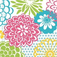 Serviettes de table à motif floral kiwi et feux d'artifice Front_Flat