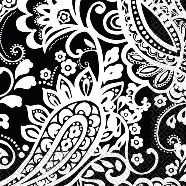 White Elegant Paisley Napkins Front_Flat