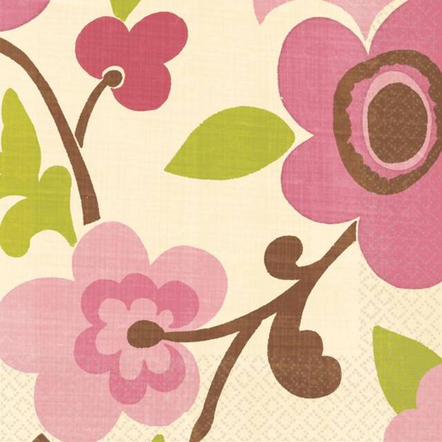 Serviettes à boissons en lin à motif floral Front_Flat