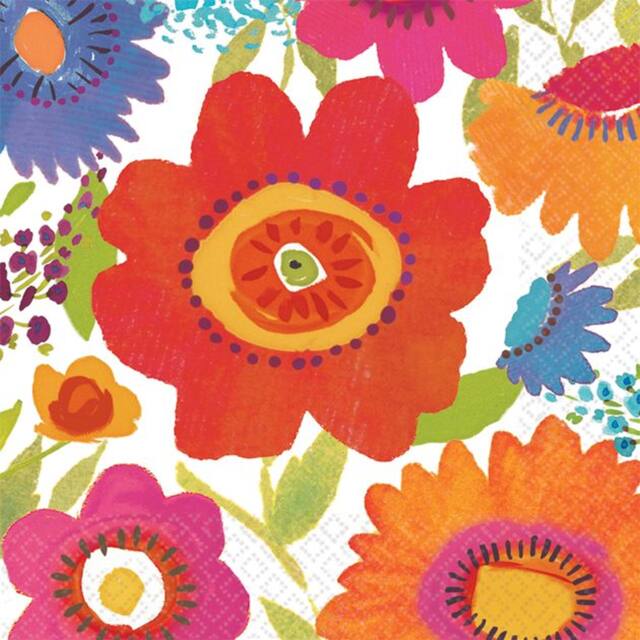 Serviettes à boissons Éclaboussures florales, paq. 16 Front_Flat