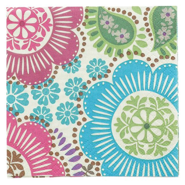 Serviettes à boissons à motif floral, paq. 16 Front_Flat