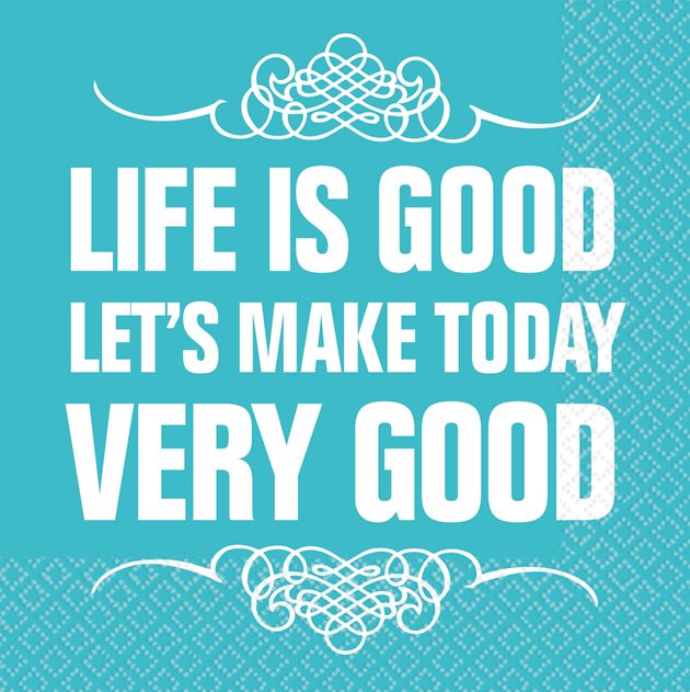 Teal Life Is Good Beverage Napkins, 16-pk Front_Flat