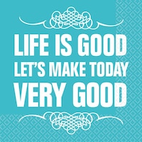 Serviettes à boissons Life Is Good sarcelle, paq. 16 Front_Flat