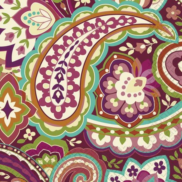 Serviettes à boissons à imprimé prune, paq. 16 Front_Flat