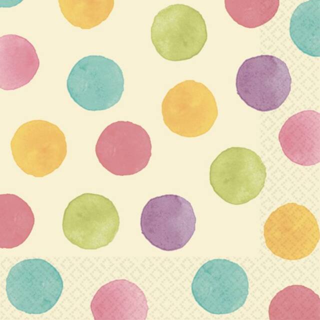 Soft Watercolour Dots Beverage Napkins, 16-pk Front_Flat