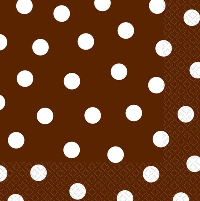 Brown Dot Beverage Napkins, 16-pk Front_Flat