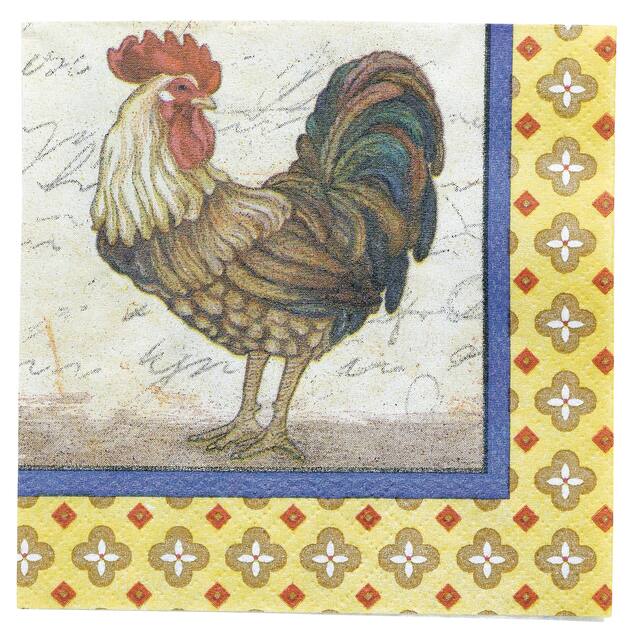 Rooster Beverage Napkins, 16-pk Front_Flat
