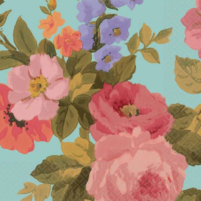 Serviettes à boissons Fleurs asiatiques, paq. 16 Front_Flat