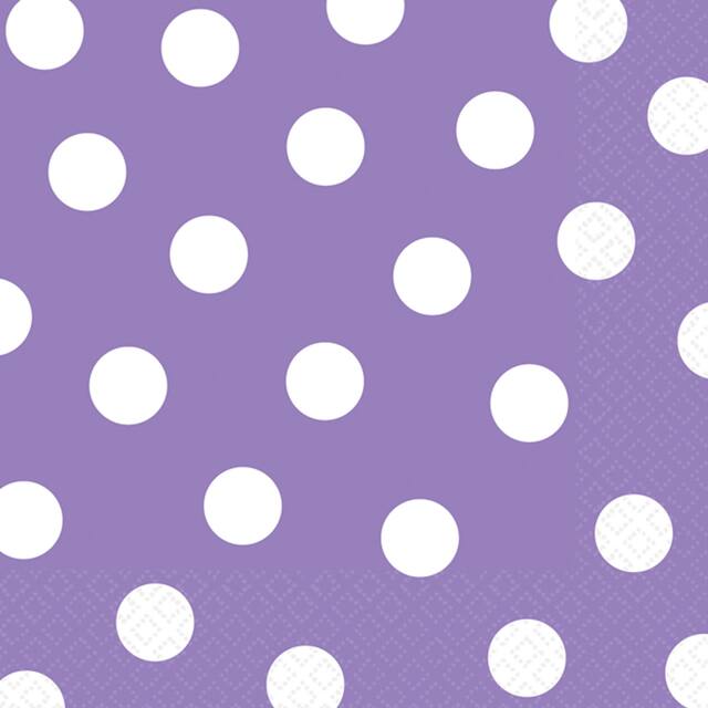 Polka Dot Beverage Napkin, Lilac Front_Flat