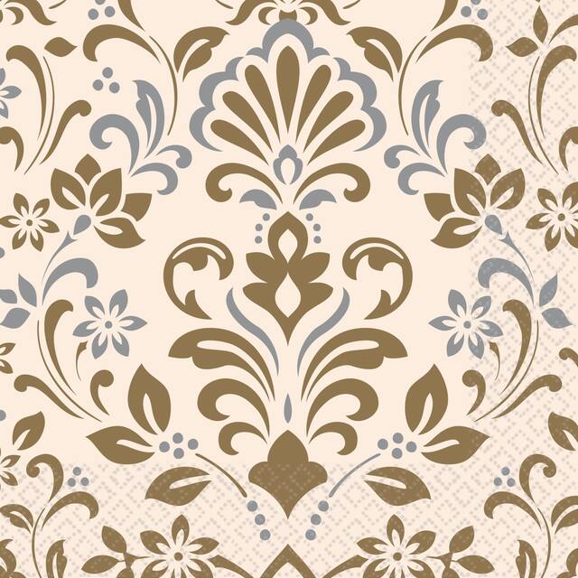 Serviettes de table à imprimé damassé, paq. 16 Front_Flat