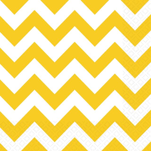 Festive Chevron Yellow Lunch Napkins, 16-pk Overhead_Flat