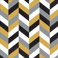 Serviettes de table à chevrons, noir/doré/argenté, paq. 16 Front_Flat