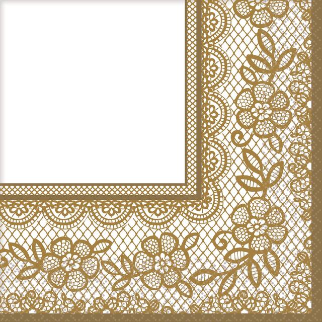 Delicate Gold Lace Lunch Napkins, 16-pk Front_Flat
