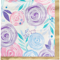 Serviettes de table à fleurs, pastel, paq. 16 Overhead_Flat