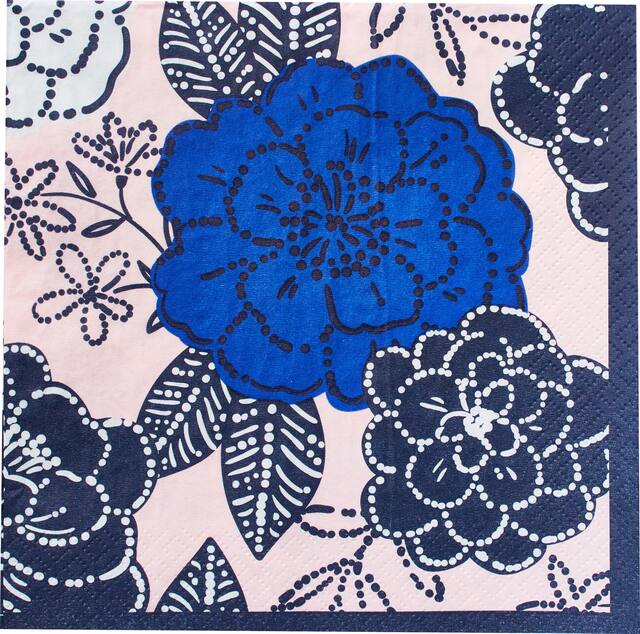 Floral Lunch Napkins, Blue, 16-pk Overhead_Flat